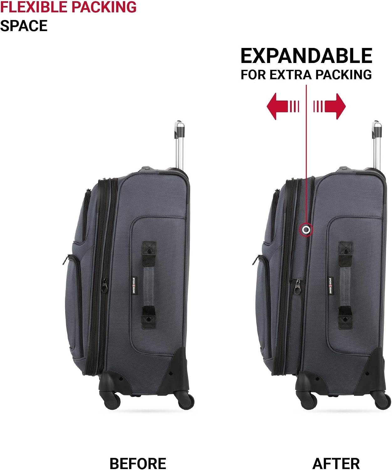 SWISSGEAR Sion Softside Expandable Spinner Luggage Durable Lightweight Travel Suitcase, Dark Grey, 2-Piece Set (Carry-On/Medium)