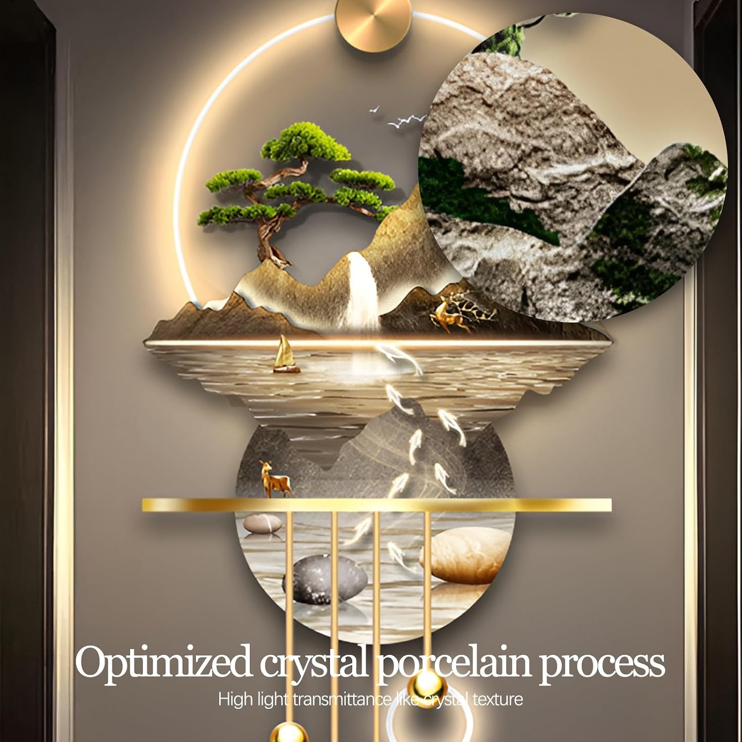 3D Wall Sculptures Painting Hanging Plug-in Power Supply Home Decor Wall 3D Wall Art Decoration - LED for Living Room, Office Bedroom, Hotel Decor(Stylle B,23.62 * 53.54)