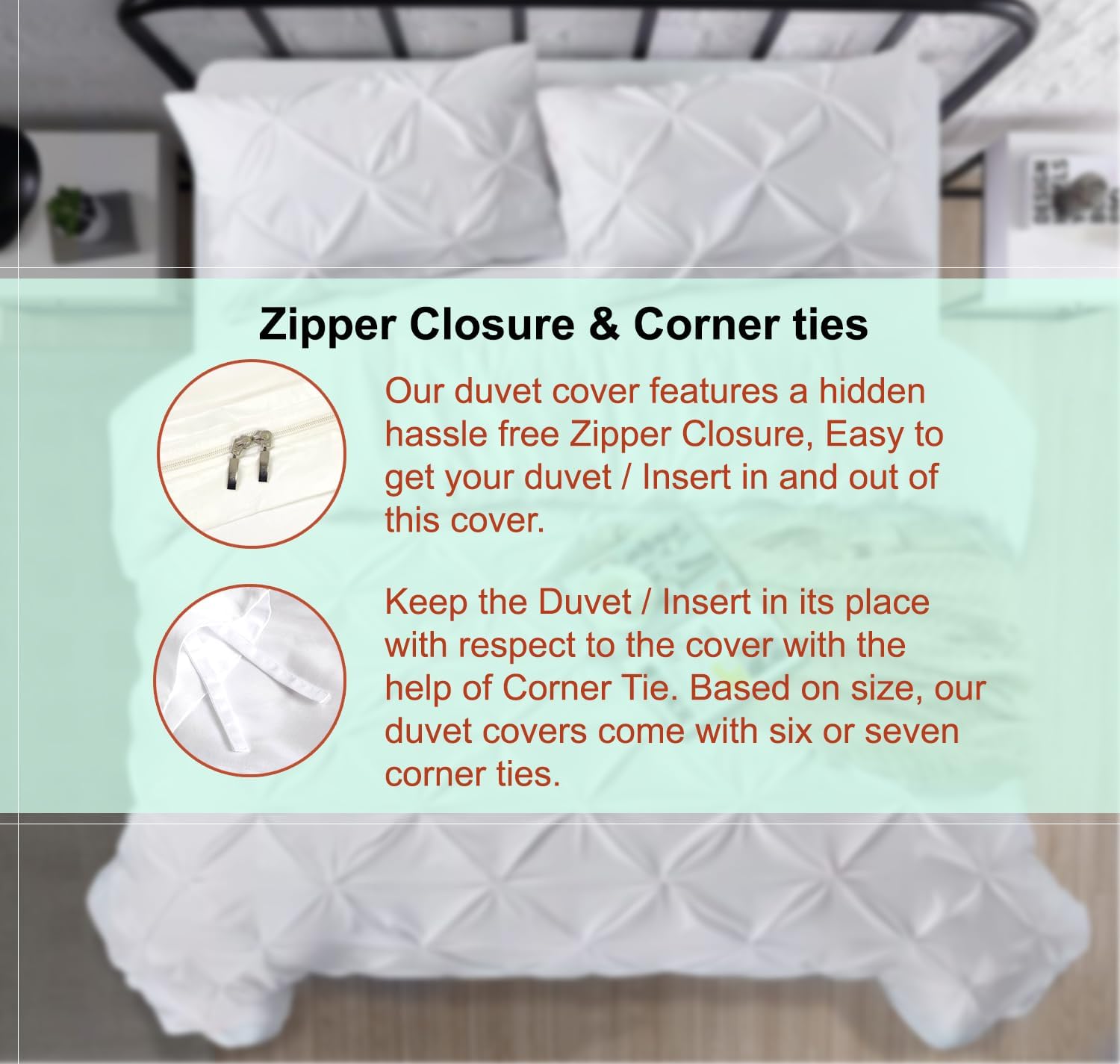 SLEEP-NEST Alaskan King Duvet Cover 132x120 Pinch Pleated 3 Piece Set with Zipper Closure 100% Egyptian Cotton Super Soft Cover for Comforter, Oversized King Plus, White