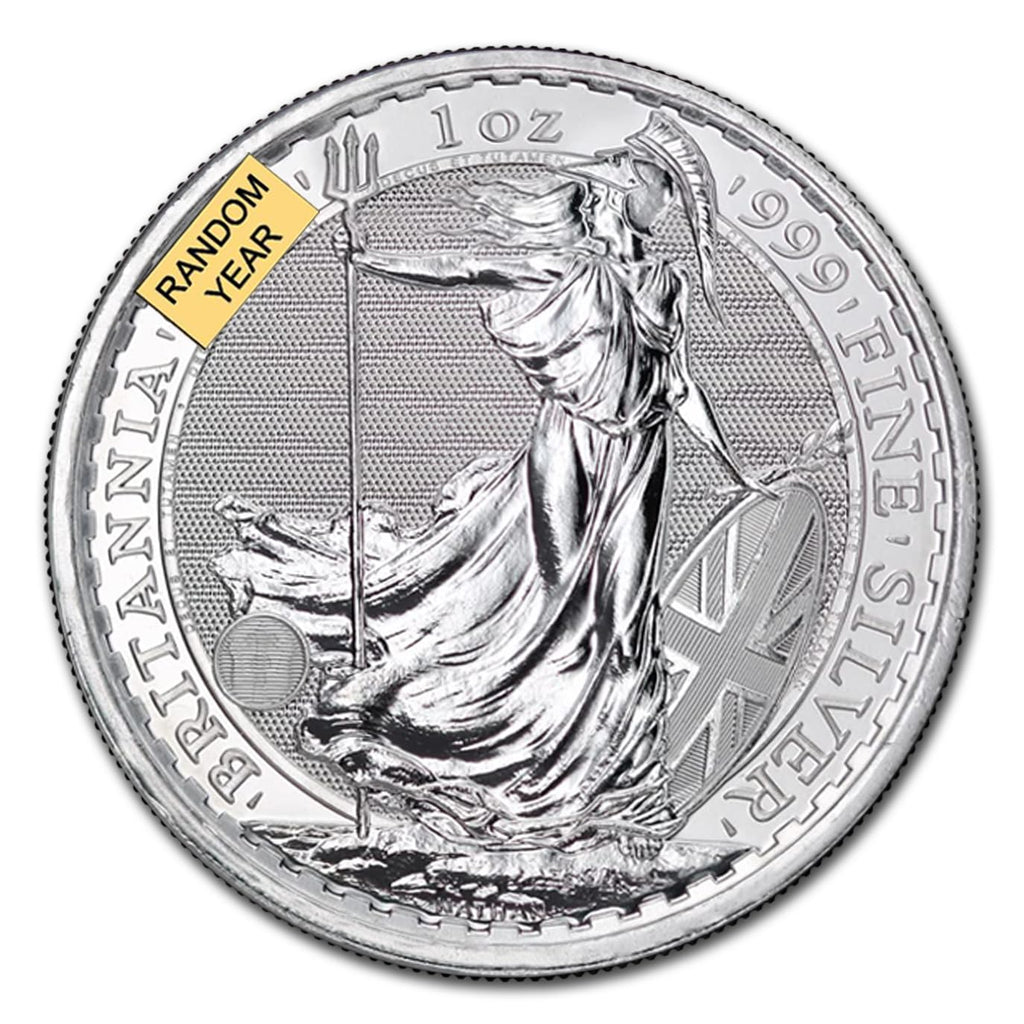 1997 - Present (Random Year) Lot of (5) 1 oz Silver Britannia Coins Brilliant Uncirculated with a Certificate of Authenticity £2 GBP Seller BU