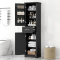 Tall Bathroom Storage Cabinet, Freestanding Bathroom Accent Storage Cabinet with Built-in Door Shelf & Adjustable Shelves, MDF Board with Painted Finish for Home Kitchen, Living room (Black Style4)