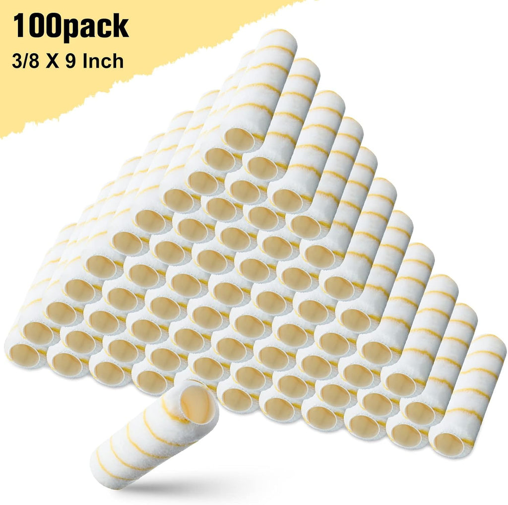100 Pieces Paint Roller Covers 1/2 x 9 Inch Microfiber Paint Roller Covers Naps for Paint Roller Paint Brush Cover Naps House Painting Supplies