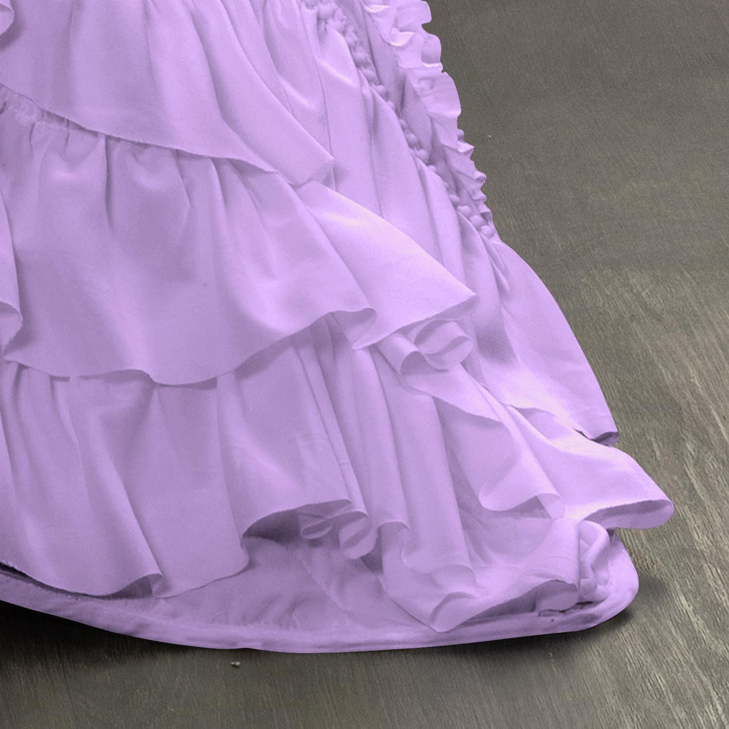 100% Egyptian Cotton, 550 GSM Microfiber Filled Quilt Ruffled Textured 3 Piece Full/Queen Size Comforter Set, Lilac