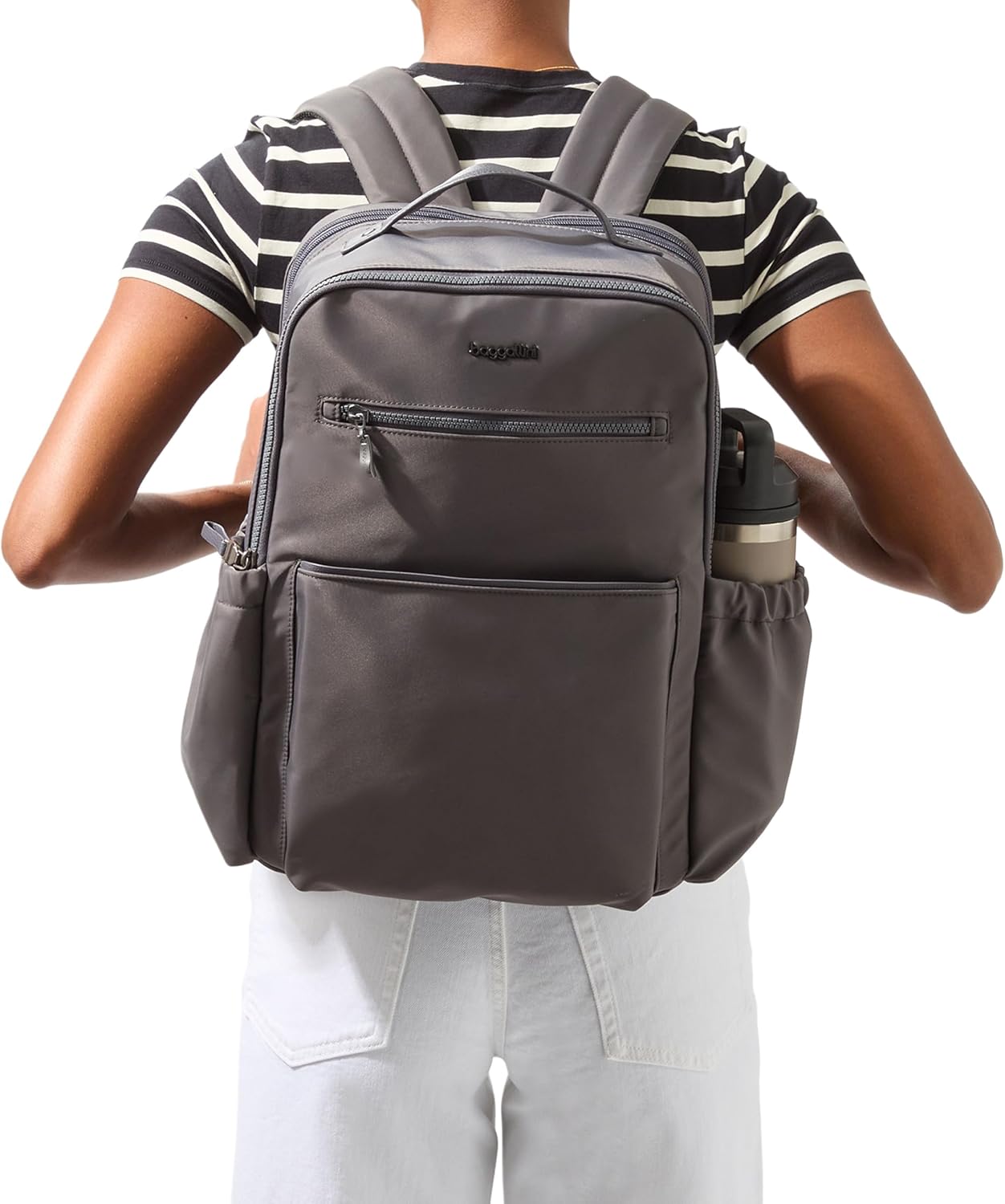Baggallini Tribeca Expandable Laptop Backpack - 15'x11' Lightweight RFID Computer Bag for Work & Travel with Luggage Sleeve
