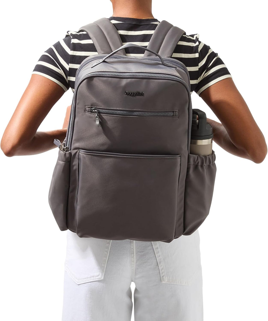 Baggallini Tribeca Expandable Laptop Backpack - 15'x11' Lightweight Work Travel Bag w/Luggage Sleeve & RFID