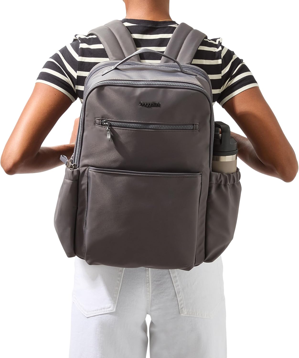Baggallini Tribeca Expandable Laptop Backpack - 15'x11' Lightweight RFID Computer Bag for Work & Travel with Luggage Sleeve