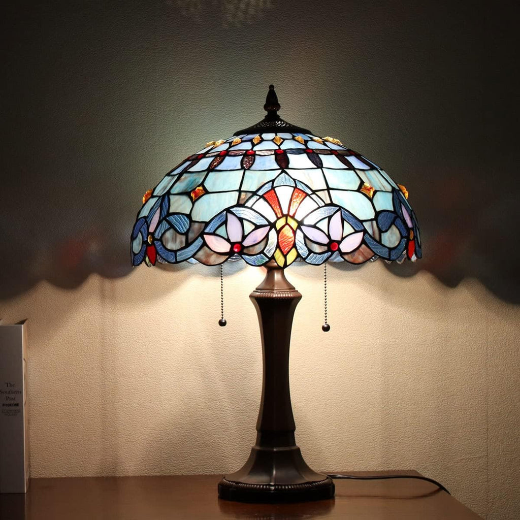 Capulina Tiffany Lamp Stained Glass Table Lamp 2-Light 16x16x22 Inches Traditional Handicrafts Antique Art Tiffany Style Desk Lamp for Bedrooms Bedside Living Room Home Office