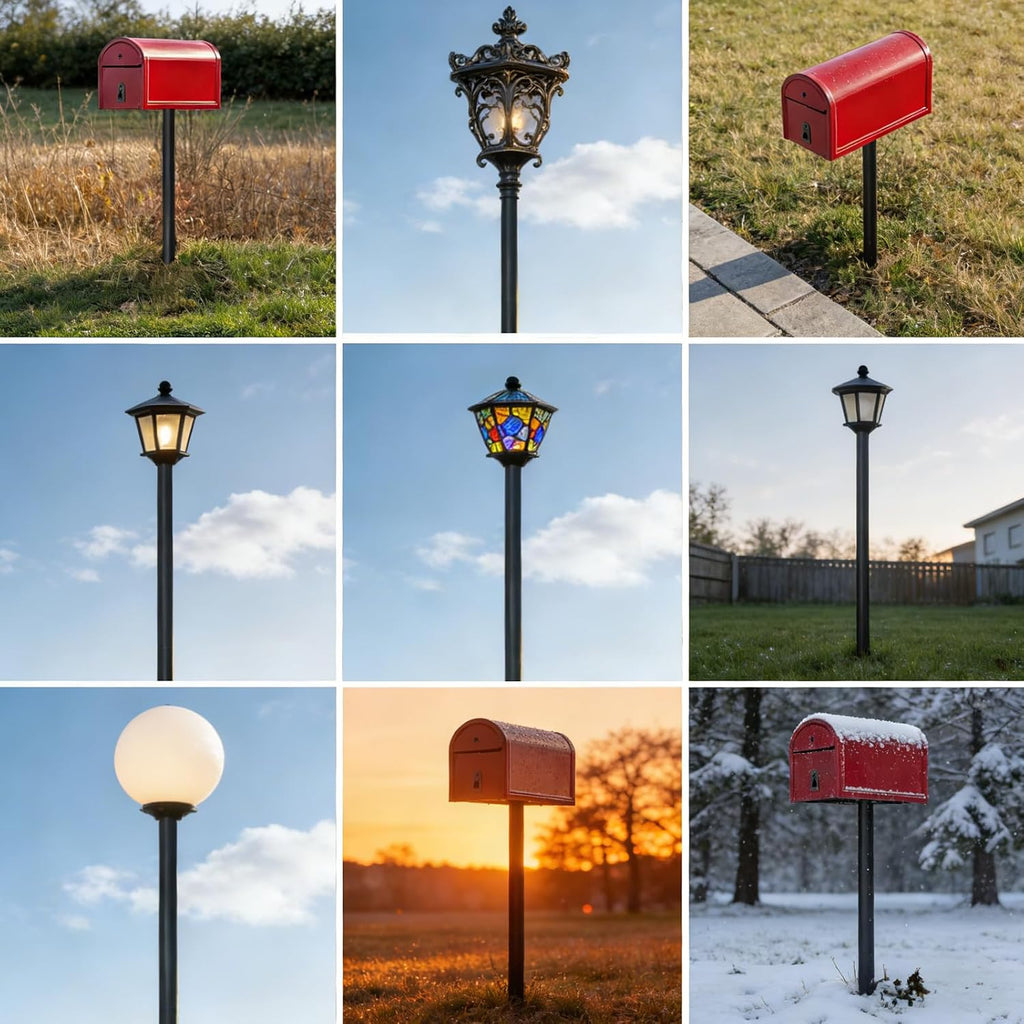 3' x 84' Black Steel Modern Outdoor Light Post Pole - Direct Burial Die-Cast Metal Lamp Post for Exterior House, Porch, Patio, Driveway, Garden, Walkway, Deck, Lawn, Terrace, Courtyard & Garage