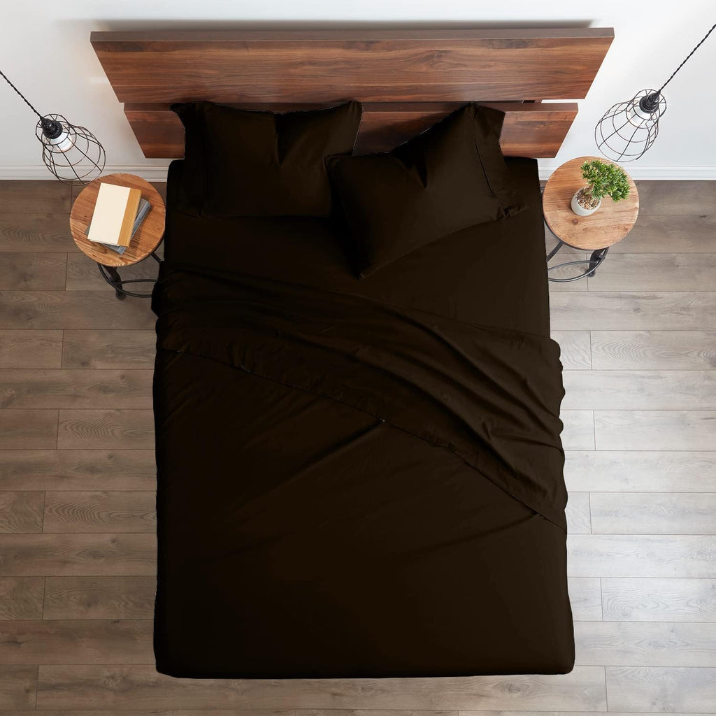 Breathable Luxury Bedding ! 800 Thread Count 100% Egyptian Cotton Queen Size 4 Piece Sheet Set Fit 15' Inch to 18' Inch Deep Pocket Chocolate Solid.