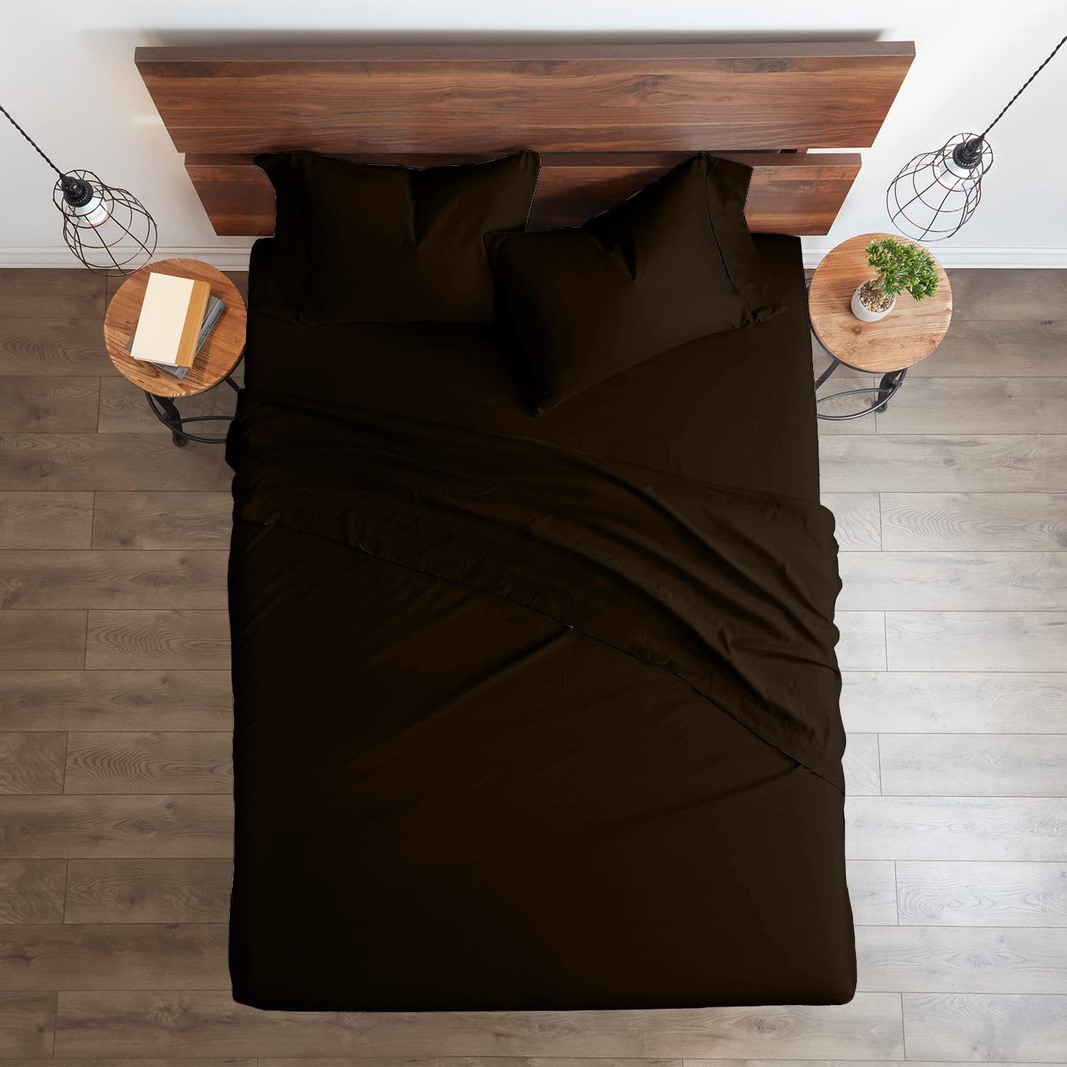 Breathable Luxury Bedding ! 800 Thread Count 100% Egyptian Cotton Queen Size 4 Piece Sheet Set Fit 15' Inch to 18' Inch Deep Pocket Chocolate Solid.