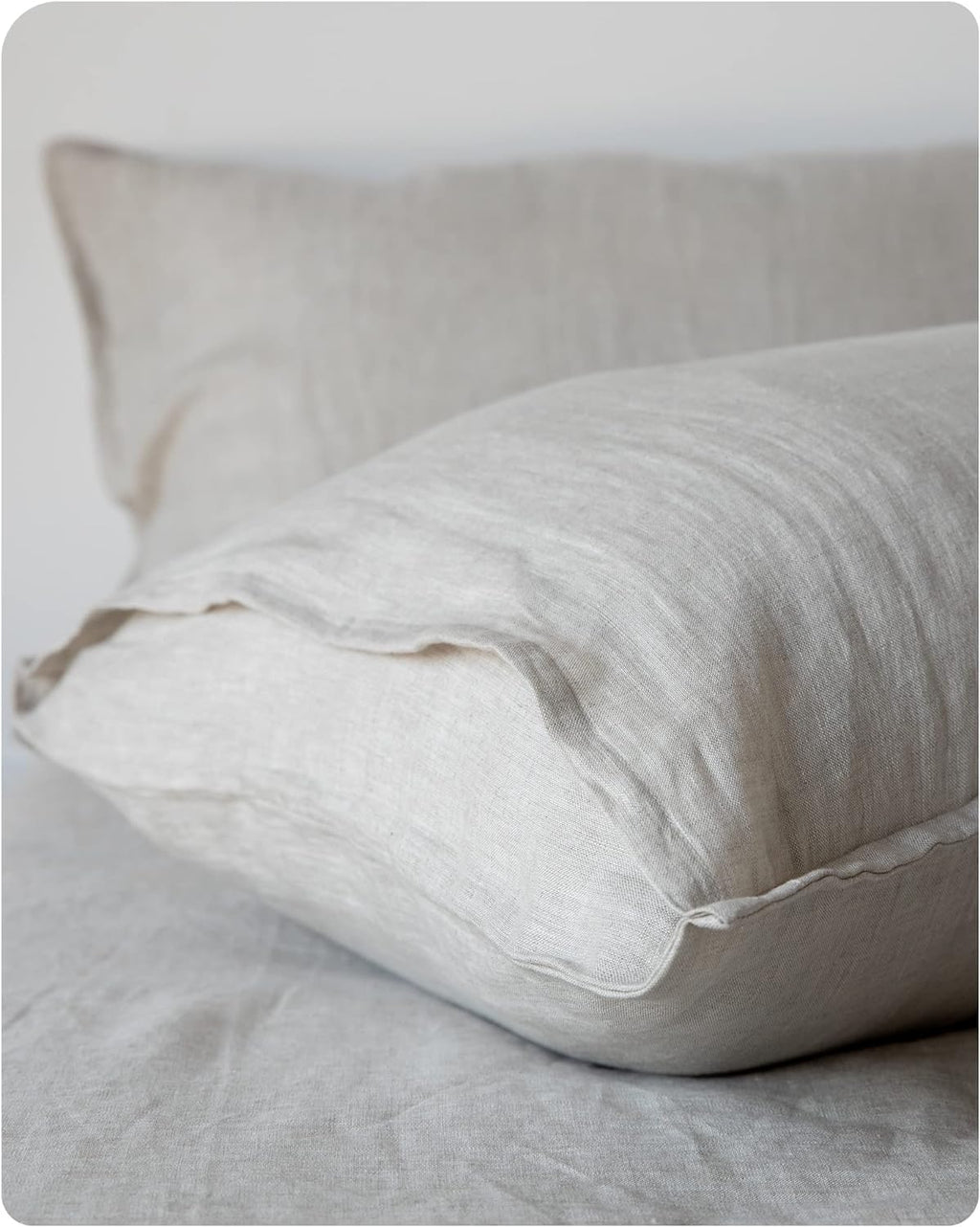 XZ XIFA King Standard Pillowcases - 2 Pack - Envelope Closure - 100% Natural Washed French Flax, Breathable, Durable, Textured Pillow Covers 20'x36'(King Standard, Linen/Natural Linen)