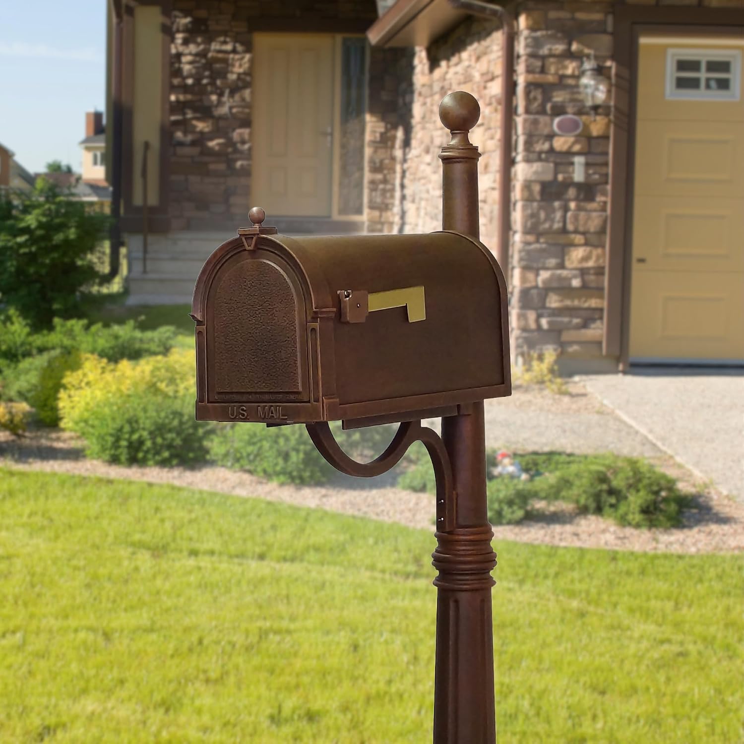 Special Lite Berkshire Curbside Mailbox with Aluminum Post - Copper Mailbox with Ashland Post - SCB-1015_SPK-600-CP