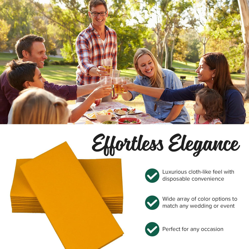 Simulinen Colored Disposable Dinner Napkins - Decorative, Linen-Feel, Elegant & Cloth-Like - Sunshine - Absorbent & Durable - Weddings, Parties and Holidays! - Perfect Size: 16''x16'' Box of 300
