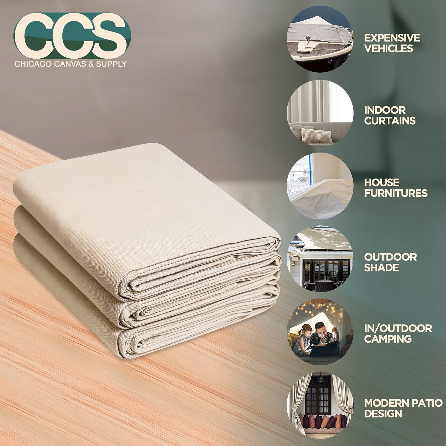 CCS Canvas Drop Cloth for Painting – Heavy Duty Cotton Duck Cloth Tarp for Curtains, Tablecloths, Backdrops – Washable & Reusable Floor Cover & Dust Sheet for Furniture (4-Pc, 9x12 Ft)