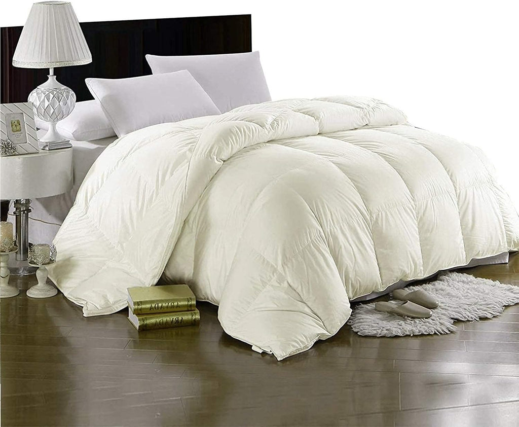 Queen Comforter Set Egyptian Cotton 1000 Series Ivory 400 GSM Queen Size Comforter Set (Comforter + 2 Pillowcases) Comforter for Queen Size Bed