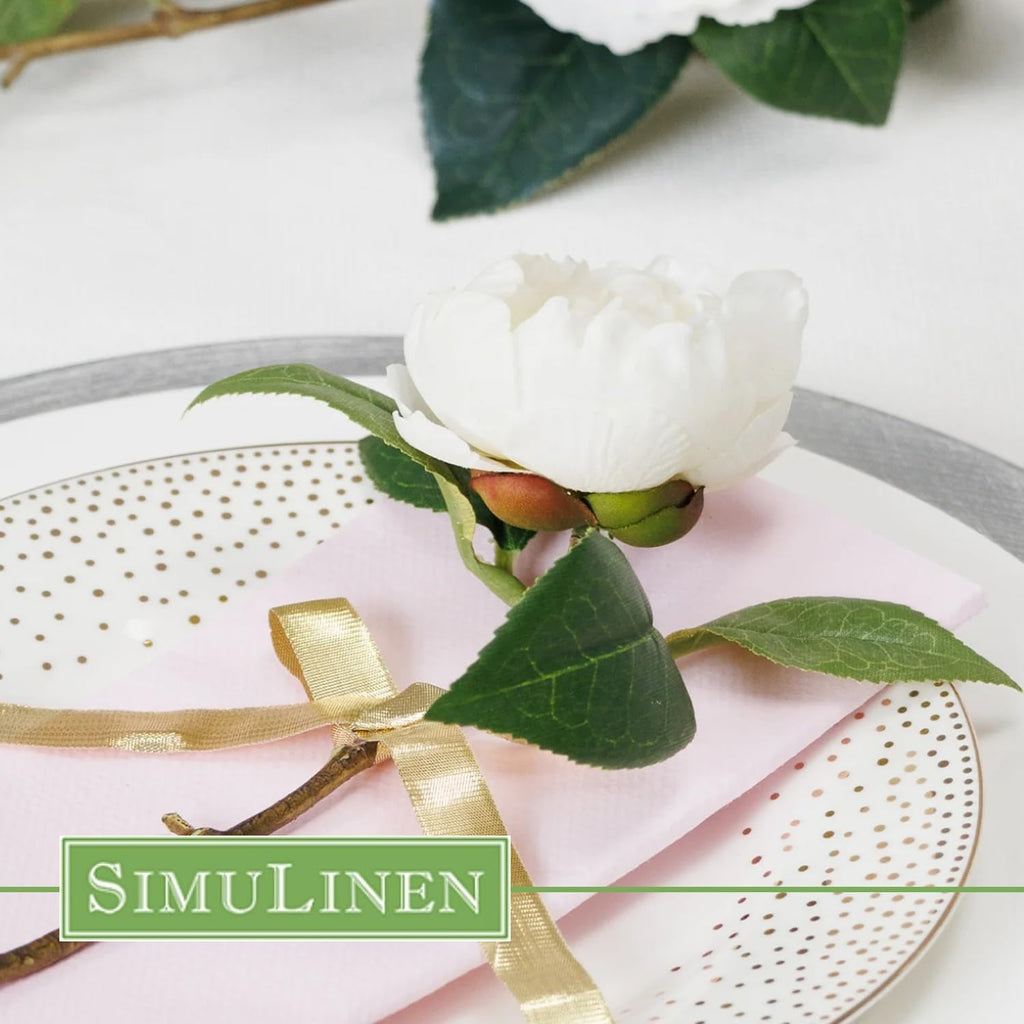 SimuLinen Blush Pink Linen Feel Disposable Dinner Napkins - Cloth-Like Kosher Napkins for Celebrations, Weddings, and Showers, 16'x16', Box of 300