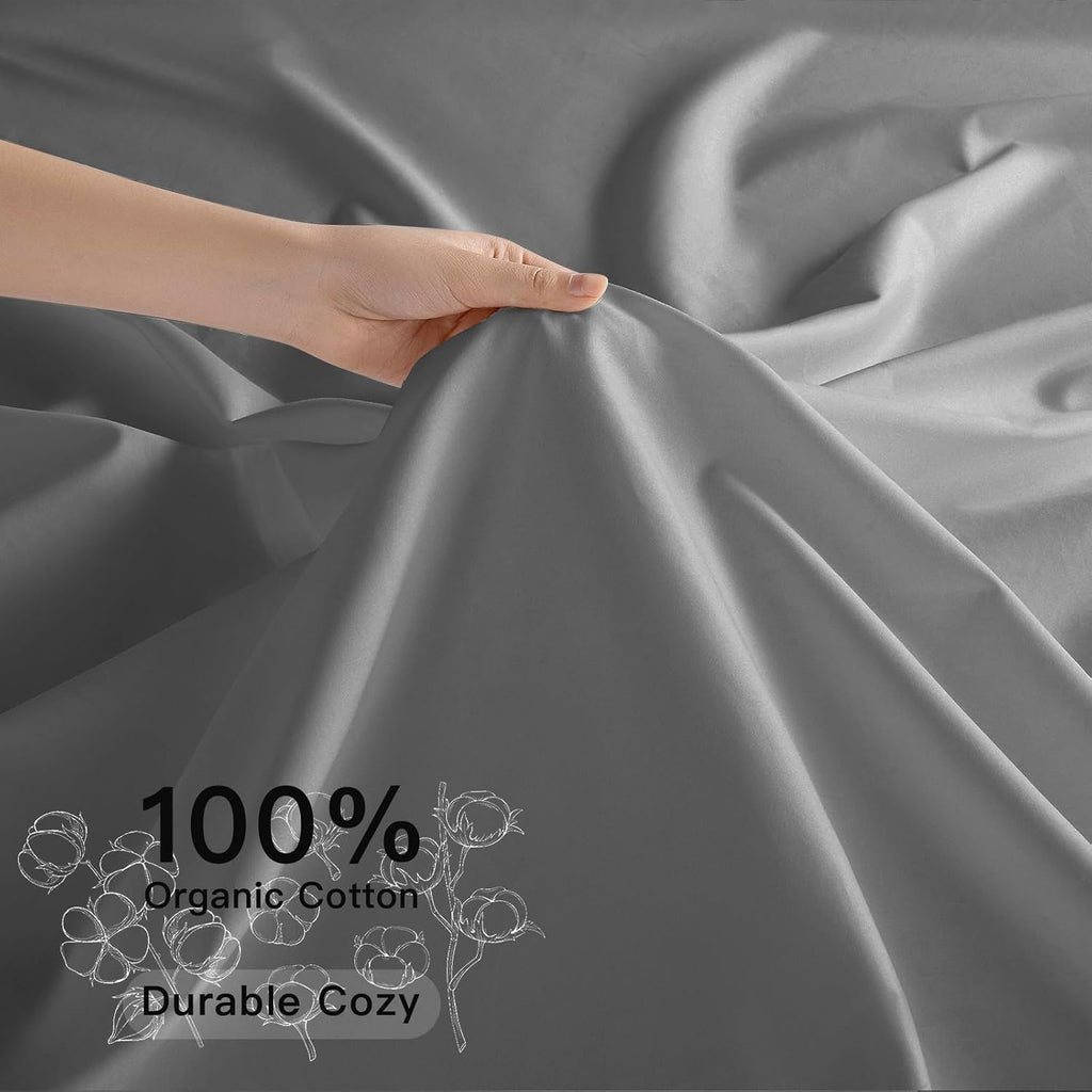 100% Egyptian Cotton 1200 Thread Count Sheets Set,Queen Size Bed Sheet 4 Piece Sets,16 inches Deep Pocket,All Season,Bedding Super Soft(Dark Grey)