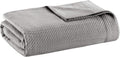 Madison Park 100% Egyptian Cotton Lightweight Summer Blanket, Breathable Waffle Knit Design, Soft Cozy All-Season Throw for Bed, Couch or Sofa, Grey Full/Queen Size (90'x90')