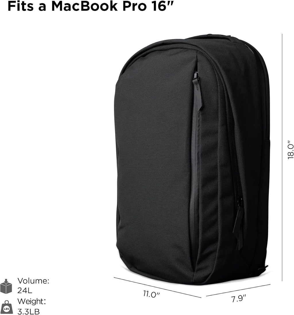 ALPAKA Metro Backpack Pro for Men 24L - Fits 16' Laptop Business Travel Backpack with YKK Zippers, MOD Key Leash & Luggage Pass-through, Durable Padded and Weatherproof Work Bag,Axoflux 600D (Black)
