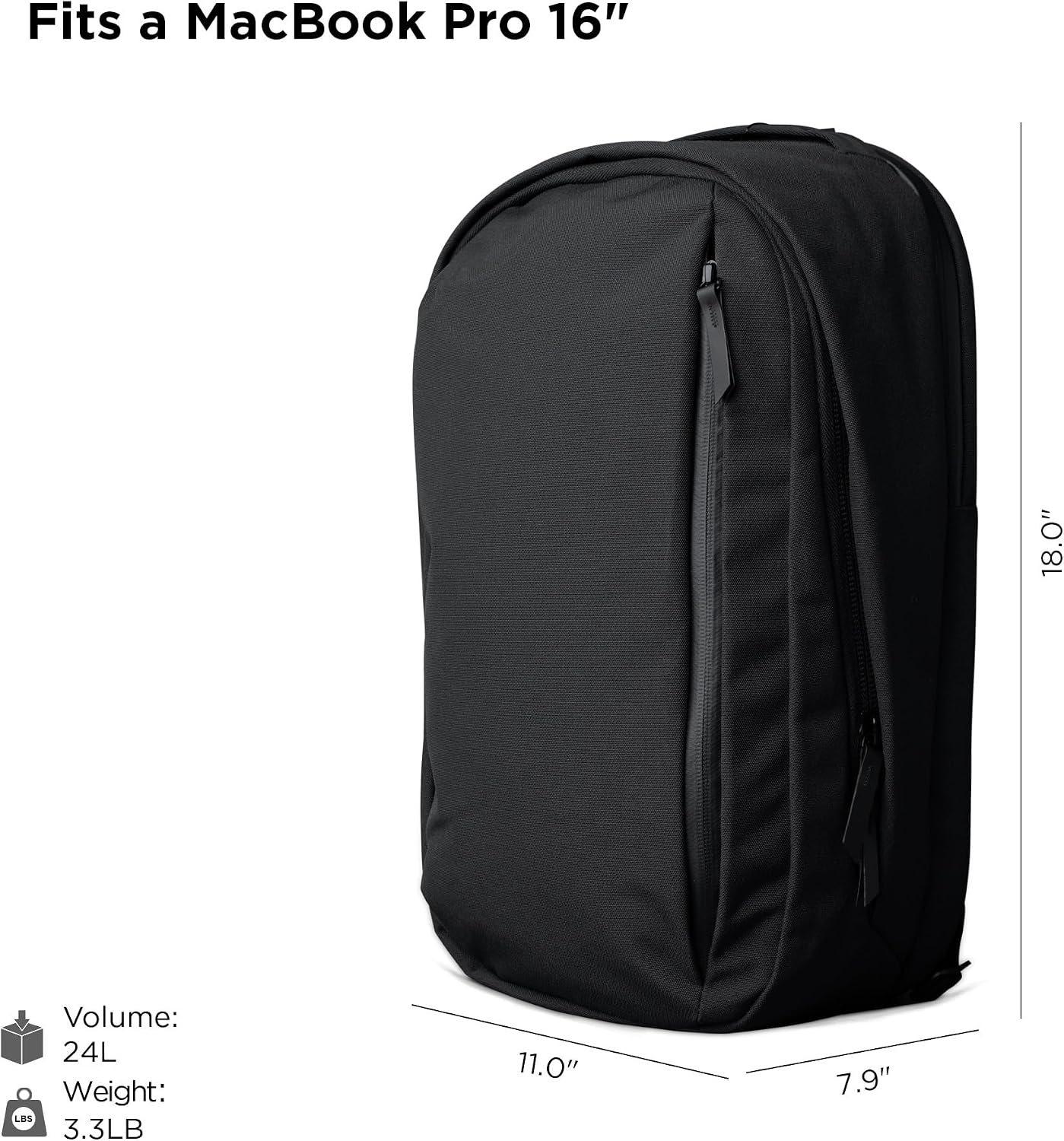 ALPAKA Metro Backpack Pro for Men 24L - Fits 16' Laptop Business Travel Backpack with YKK Zippers, MOD Key Leash & Luggage Pass-through, Durable Padded and Weatherproof Work Bag,Axoflux 600D (Black)