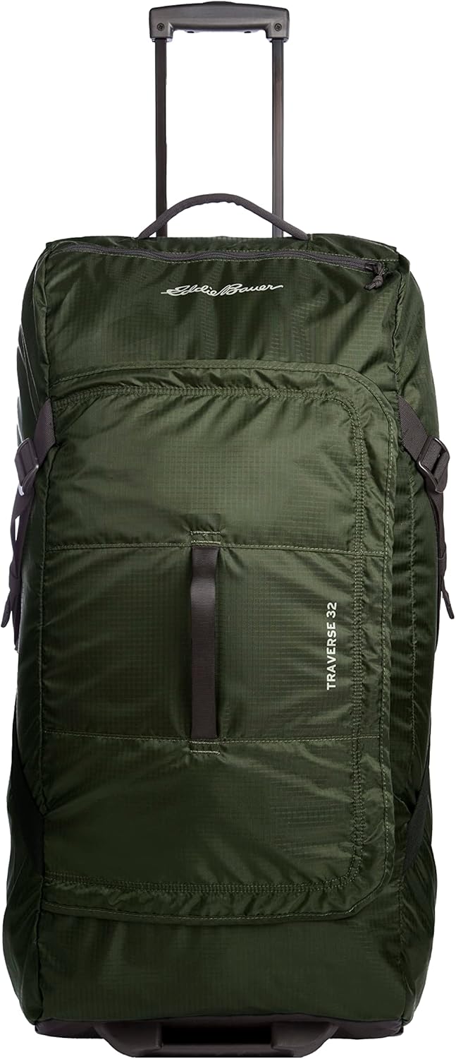 Eddie Bauer Traverse Luggage | Roller Wheels | Telescoping Handle | Travel | Vacation | Ripstop Nylon - Dark Loden, 31'
