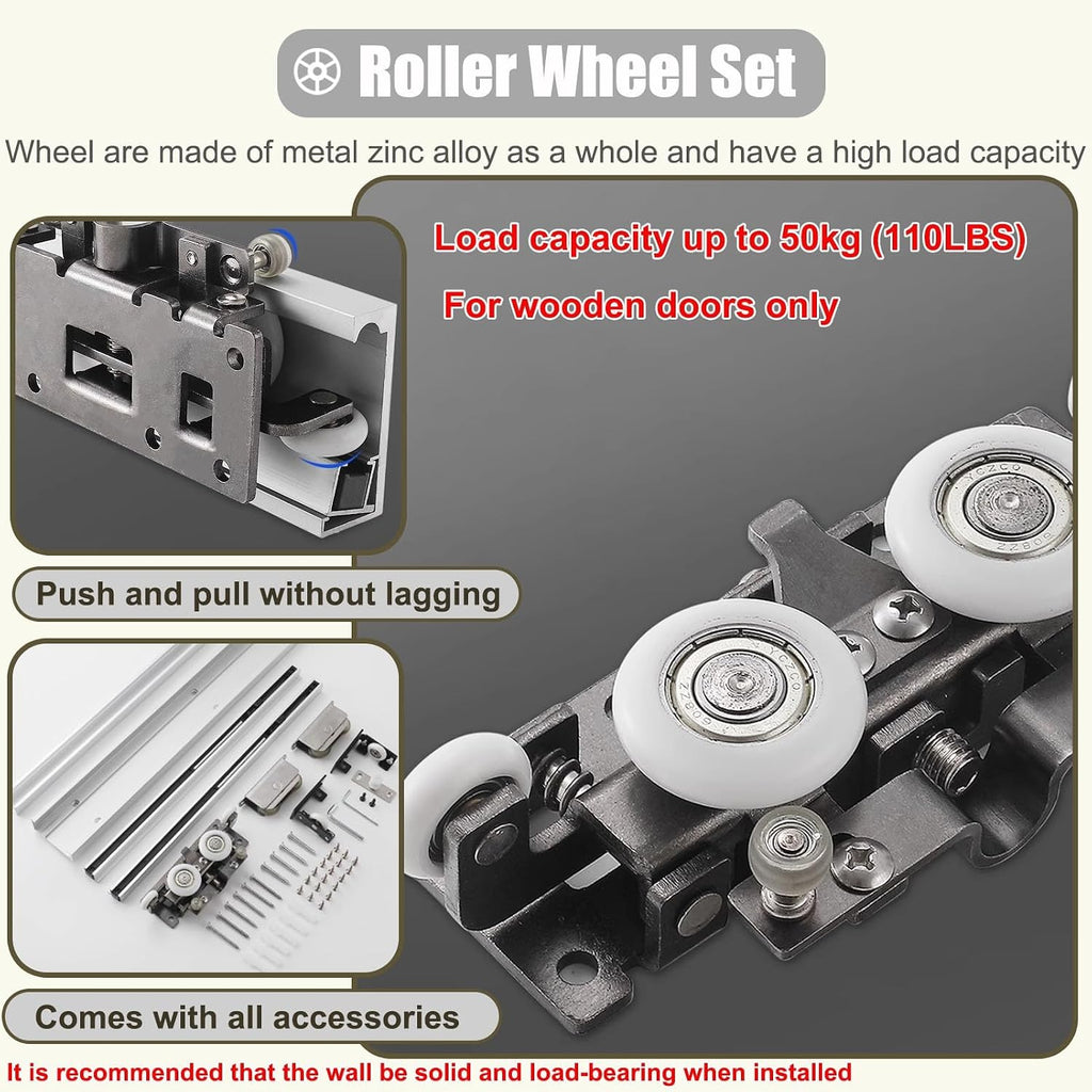Concealed Sliding Barn Door Hardware with Soft Close Mechanism, 82 84 89 98 104 107 124 163 170 cm Trackless Sliding Ghost Door Track, Invisible(81cm/32inch)