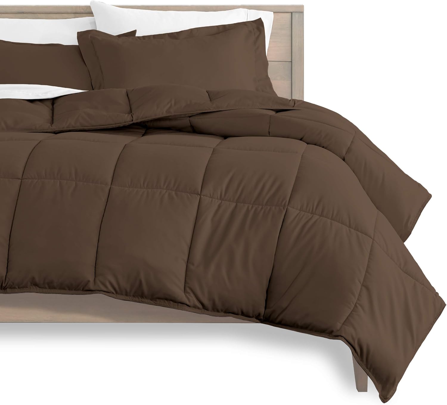 Oversized Queen All-Season Cooling Warmth Comforter Set – 3 Piece Bedding – 100% Egyptian Cotton, Long-Staple & Silky Soft – Luxury Hotel-Quality Duvet Insert – Machine Washable - Chocolate