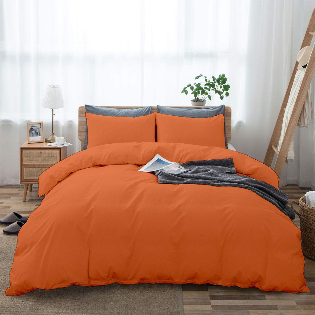 Burnt Orange Duvet Cover Set Oversized Queen Size 1 Duvet Cover with 2 Pillow Shams 3-Pc Comforter Cover with Zipper Closure & Corner Tie 100% Egyptian Cotton (98x98 Inch,Burnt Orange)