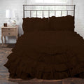 3 Piece 100% Egyptian Cotton Circle Ruffle Comforter Set, 550 GSM Filled Microfiber - Full/Queen Size, Chocolate Color - 1000 Thread Count