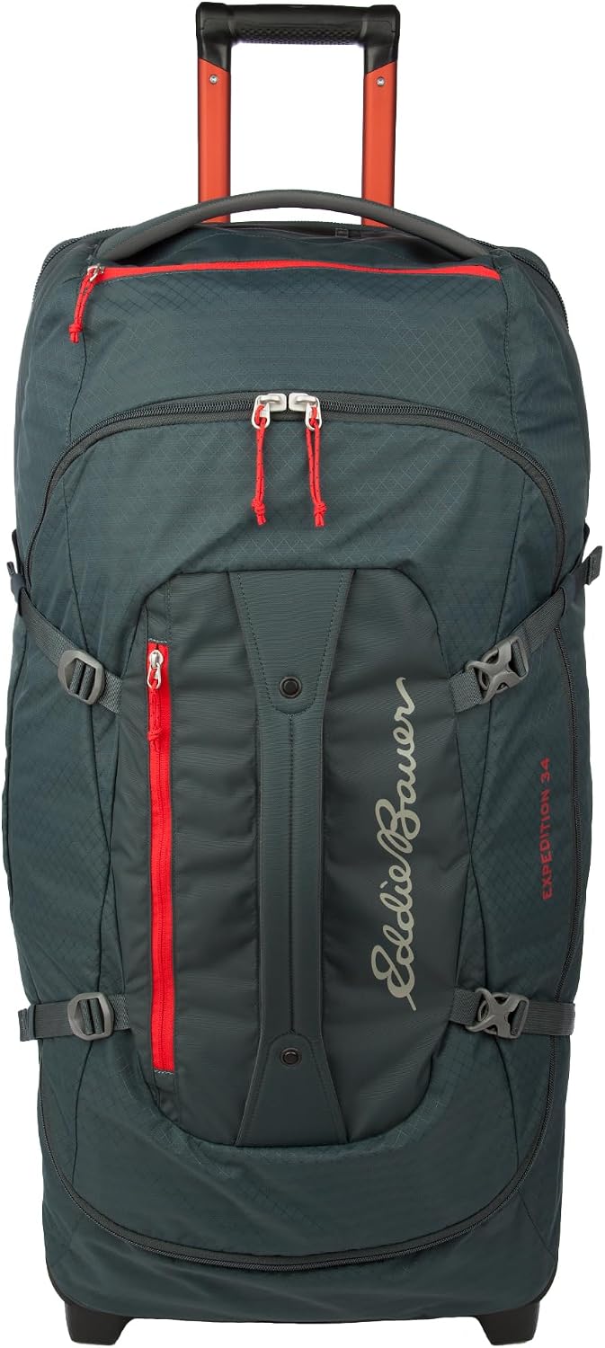 Eddie Bauer Expedition Rolling Duffel Bag with Wheels | Travel | Check-In | Luggage | Rugged | Durable - Storm, 34'