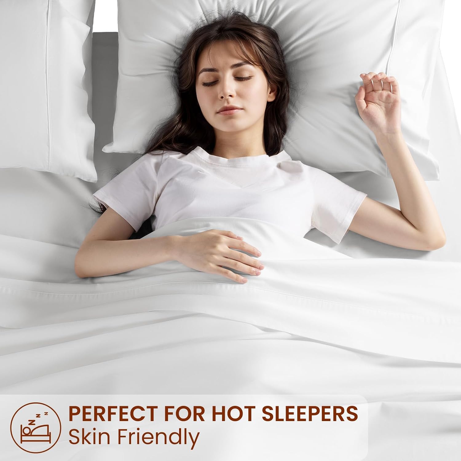 LBRO2M 1500 Thread Count Egyptian Cotton Queen Size Sheet Set (4 Piece, White, Modern Style, Deep Pocket, Fully Elasticized)