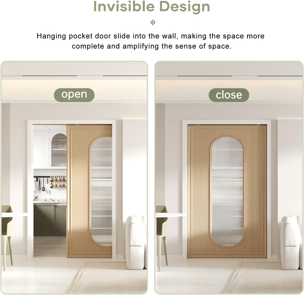 EaseLife 48x80in Pocket Door Frame Kit with Two-Way Soft Close Mechanism for 2X4 Studs Wall,Sliding Hardware for 24'-48' Wide Door,Aluminum,Slide Smoothly Quietly,Easy Install,No Door (48in x 80in)