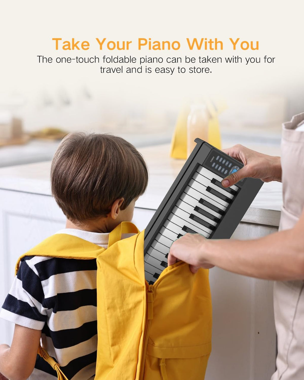 Folding Piano 61 Key, Foldable Sensitive Electric Piano for Beginners, Portable Piano Keyboard with Sheet Music Stand, Bag, Pedal