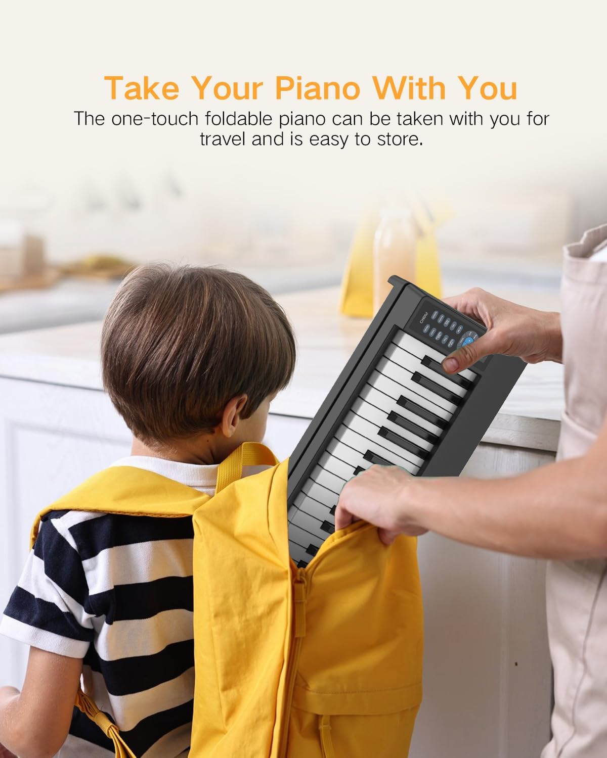 Folding Piano 61 Key, Foldable Sensitive Electric Piano for Beginners, Portable Piano Keyboard with Sheet Music Stand, Bag, Pedal