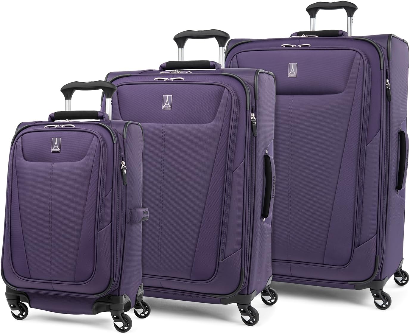 Travelpro Maxlite 5 Softside Expandable Luggage with 4 Spinner Wheels, Lightweight Suitcase, Men and Women, Imperial Purple, 3-Piece Set (21/25/29)