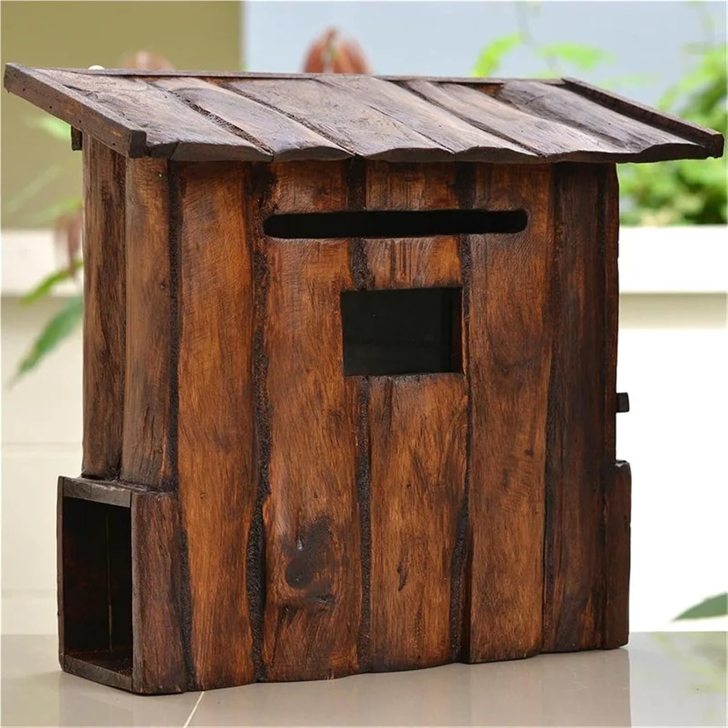 Wall Mount Mailboxes Wooden Mailbox Rustic Vintage Post Box Creative Drop Box for House Outside Suggestion Box Letter Box