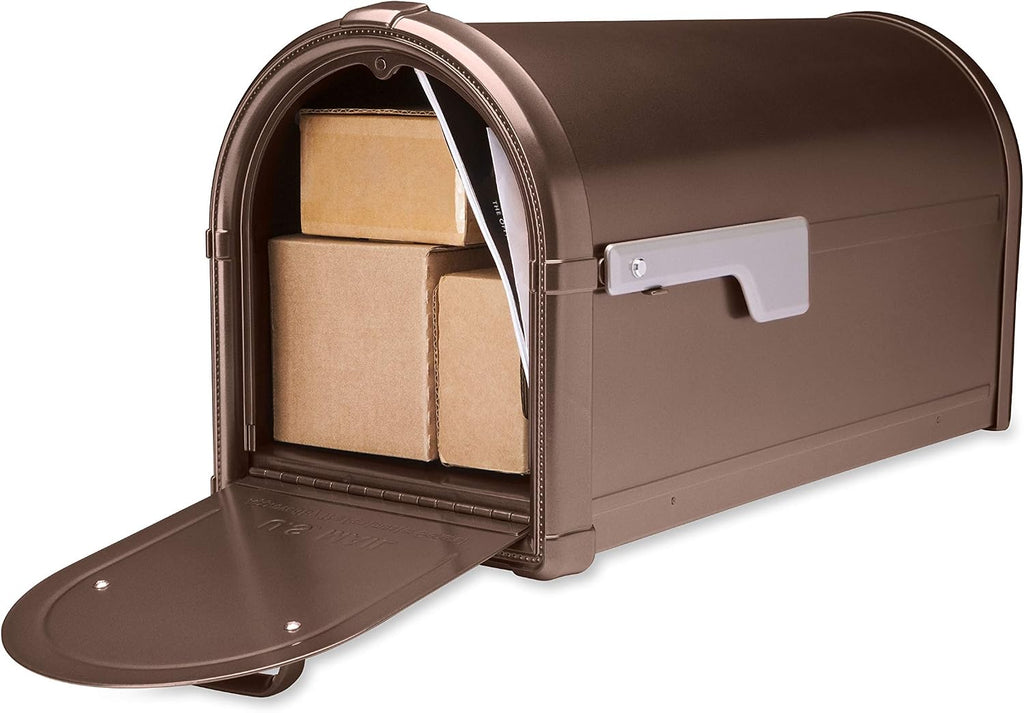 Mayne 580B00300 25x8 Black Newport Mail Post and Hillsborough 5593C-CG-10 Copper Galvanized Steel Large Capacity Post Mount Mailbox