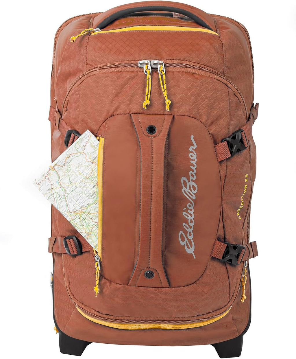Eddie Bauer Expedition Rolling Duffel Bag with Wheels | Travel | Carry-On | Luggage | Rugged | Durable - Rust, 22'