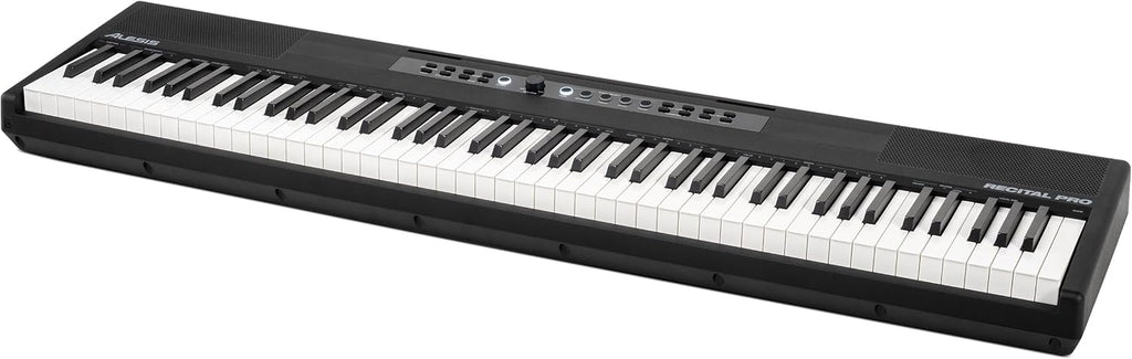 Alesis Recital Pro MKII 88-Key Digital Piano with Weighted Hammer-Action Keys, Speakers, 25 Sounds, USB MIDI and Audio, Sustain Pedal, Skoove and Melodics Piano Lessons