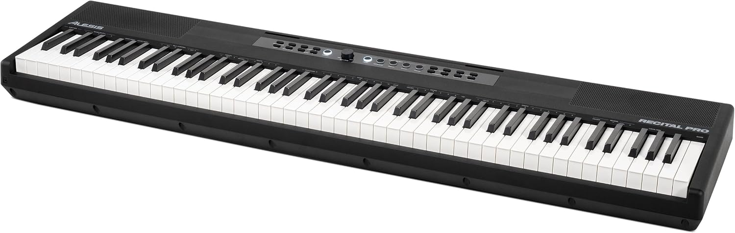 Alesis Recital Pro MKII 88-Key Digital Piano with Weighted Hammer-Action Keys, Speakers, 25 Sounds, USB MIDI and Audio, Sustain Pedal, Skoove and Melodics Piano Lessons