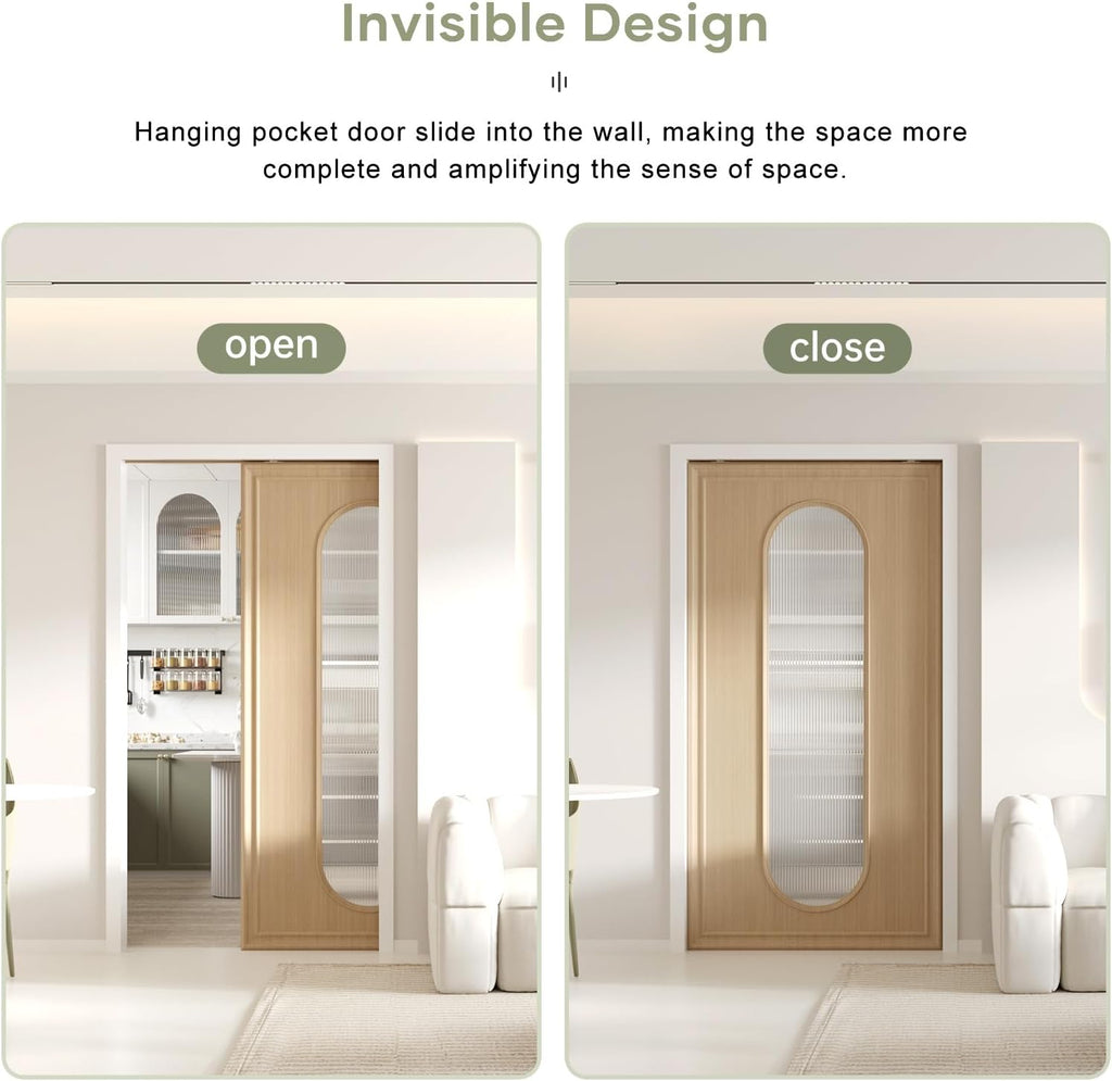 EaseLife 42x80in Pocket Door Frame Kit with Two-Way Soft Close Mechanism for 2X4 Studs Wall,Sliding Hardware for 24'-42' Wide Door,Aluminum,Slide Smoothly Quietly,Easy Install,No Doors (42in x 80in)