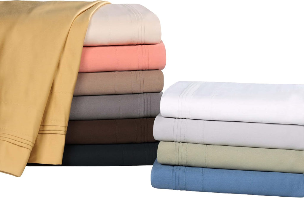 Superior Egyptian Cotton 4 Piece Sheet Set, Luxury 1500 Thread Count, Eco-Friendly, Sustainable Sheets, Ultra-Soft Basics, Solid, Deep Pocket Fitted Sheet, Flat Sheet, Pillowcases, Full, White