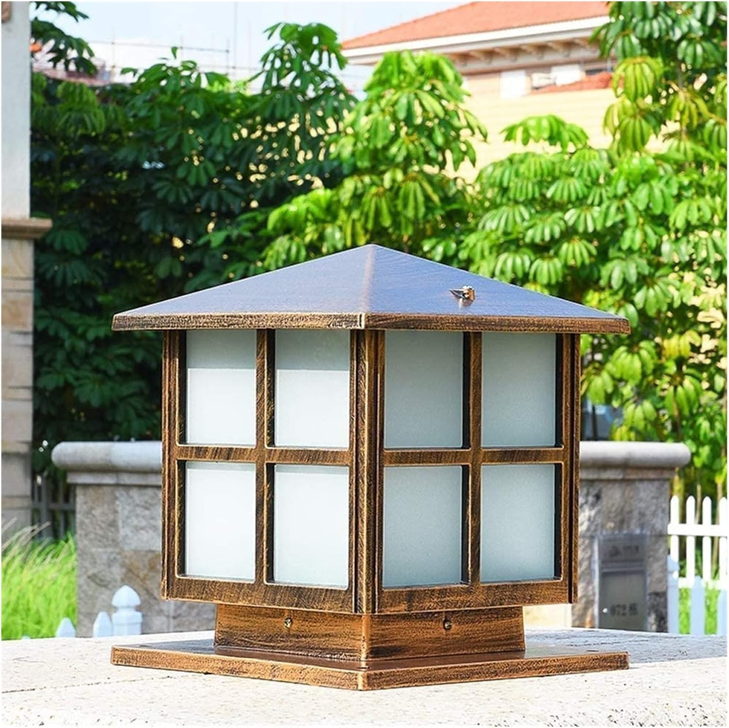 Courtyard light Outdoor Floor Lamps Lantern Wood Mailbox Posts for Outside Porch Columns and Pillars Outdoor Post Lights Bronze Black Fixtures Pillar Light Street Lamp ( Color : Bronze , Size : Height