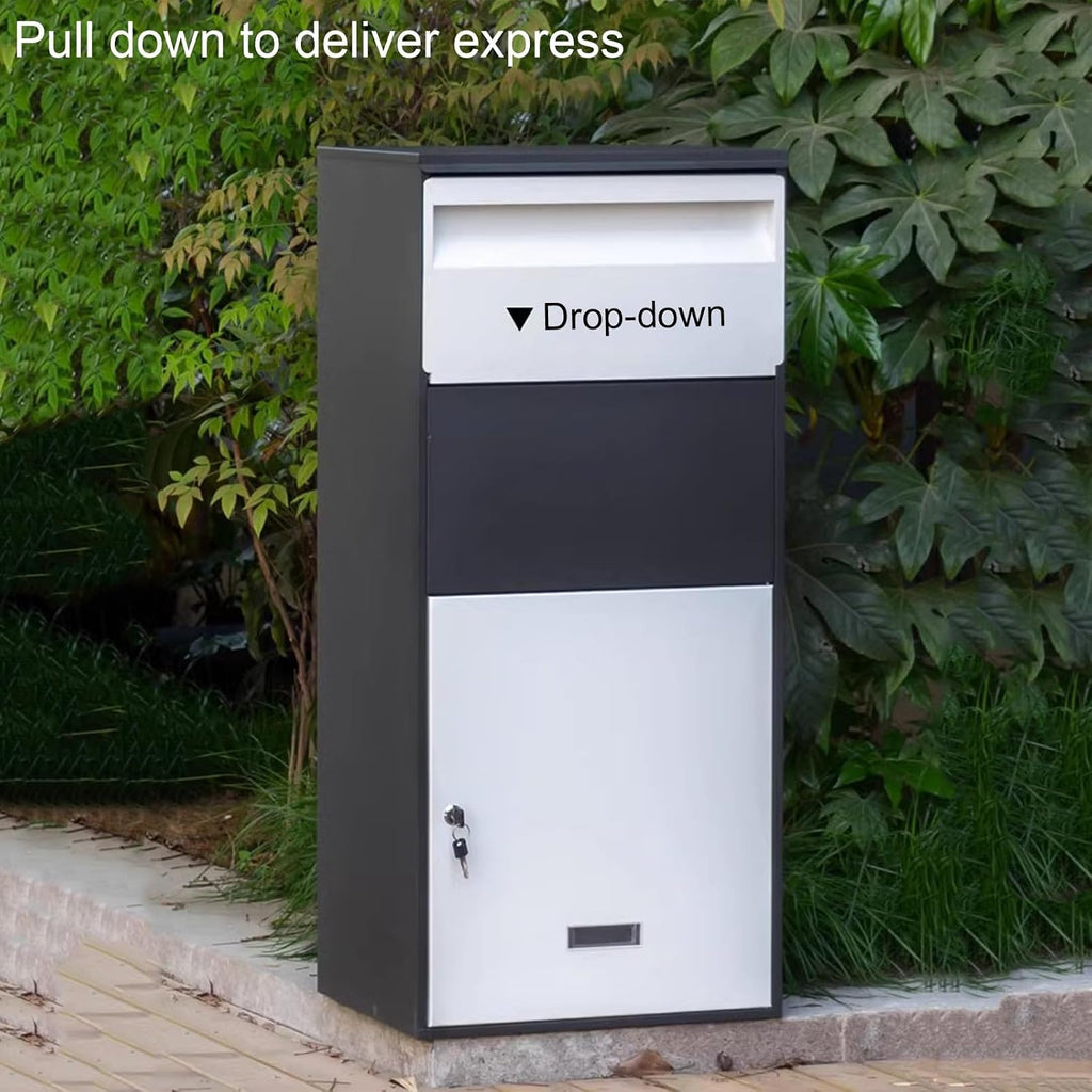 Mail Boxes for House Outside, Mailboxes for Outside With Post, Large Mailbox, Mailbox with Post, Metal Mailbox, Post Mount Mailbox, Large Package Delivery, Parcel Mail Steel Drop Box(Brown,Small)