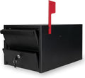 Ilyapa Locking Mailbox with Lock and Key Modern Mailboxes for Outside Post Mount - Black Powder Coated Steel, All Weather & Corrosion Resistant, Stainless Steel, Security