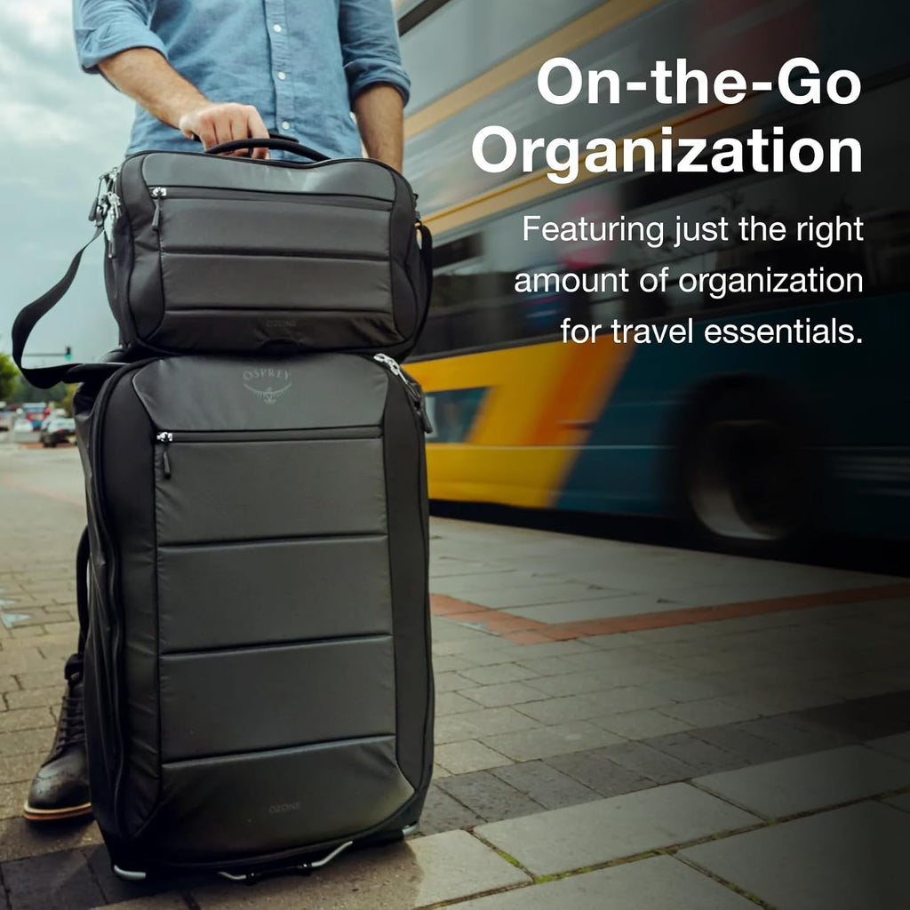 Osprey Ozone 2-Wheel 80L/27 Checked Luggage - Lightweight Rolling Bag with High Clearance Wheels - Travel Suitcase with Mesh Organization, Trolley Handle and Add-a-Bag Strap, Moody Burgundy