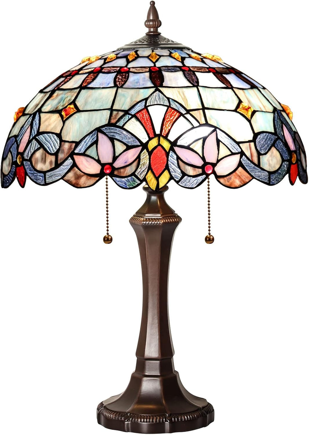Capulina Tiffany Lamp Stained Glass Table Lamp 2-Light 16x16x22 Inches Traditional Handicrafts Antique Art Tiffany Style Desk Lamp for Bedrooms Bedside Living Room Home Office
