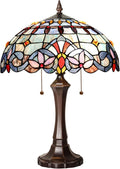 Capulina Tiffany Lamp Stained Glass Table Lamp 2-Light 16x16x22 Inches Traditional Handicrafts Antique Art Tiffany Style Desk Lamp for Bedrooms Bedside Living Room Home Office