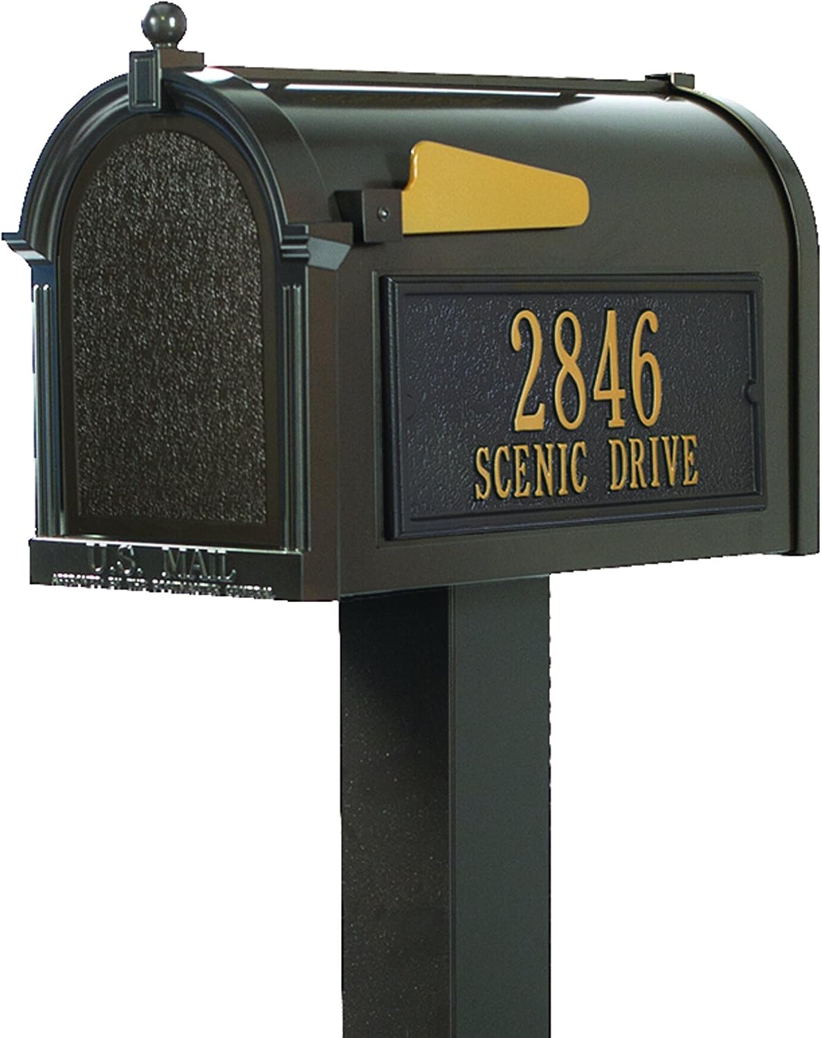 Whitehall™ Personalized Whitehall Premium Mailbox with Side Address Plaques & Post Package (4 Colors Available)