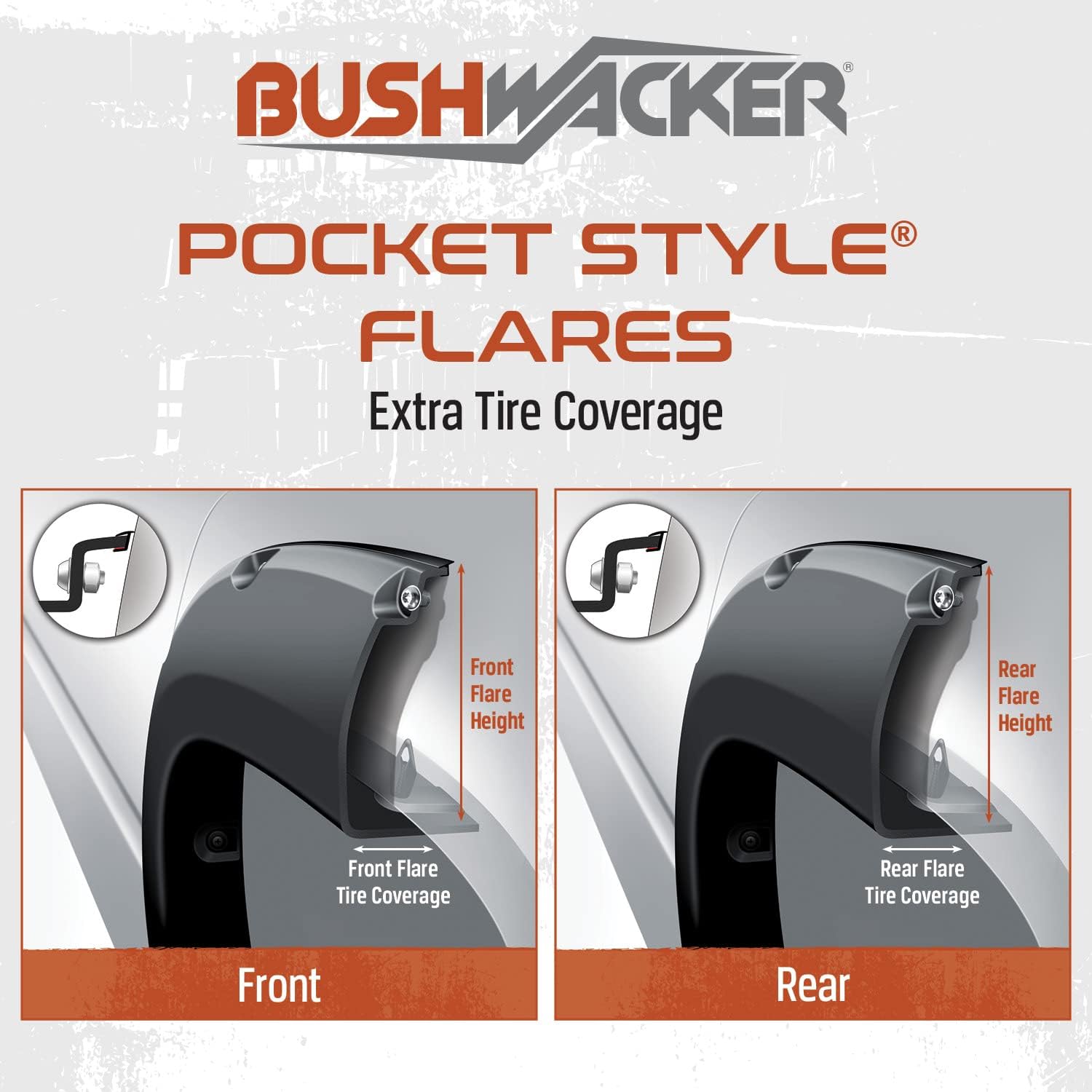 Bushwacker Pocket/Rivet Style Color-Matched Front & Rear Fender Flares | 4-Piece Set, Agate Black Met, Smooth Finish | 20942-32 | Fits 2017-2022 Ford F-250, F-350 Super Duty